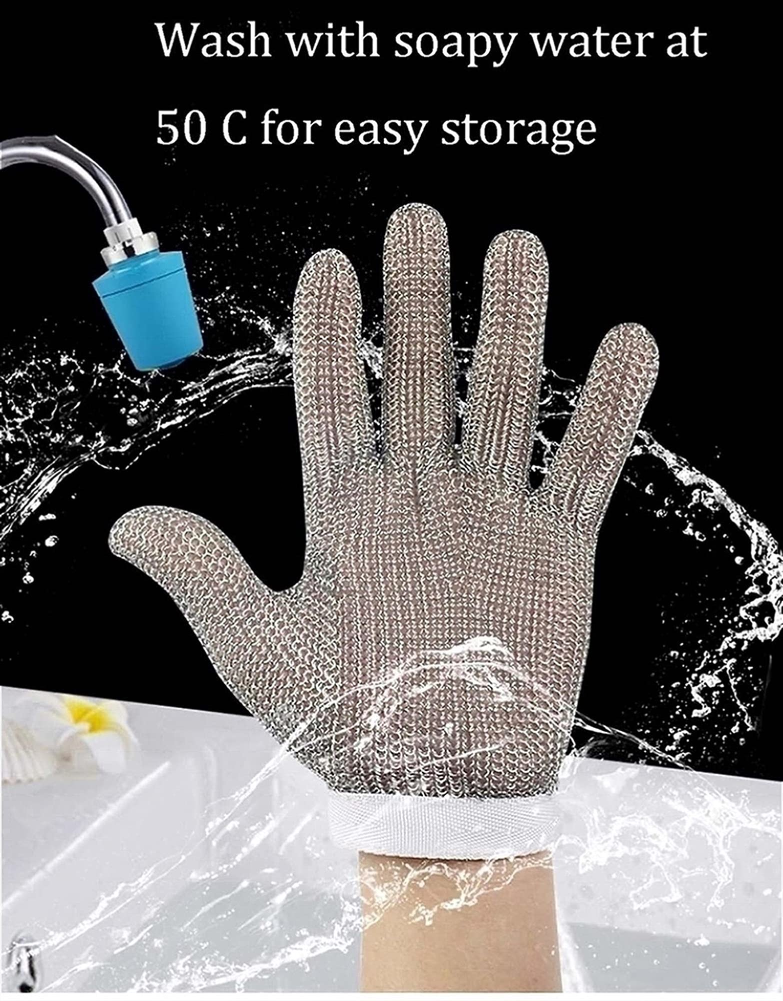 WXYZ Guantes Anticortes Guantes de acero inoxidable resistente a los acero inoxidable, cocina para el hogar, eliminación de ostras, guantes de trabajo de seguridad, protección de 9 niveles, resistente