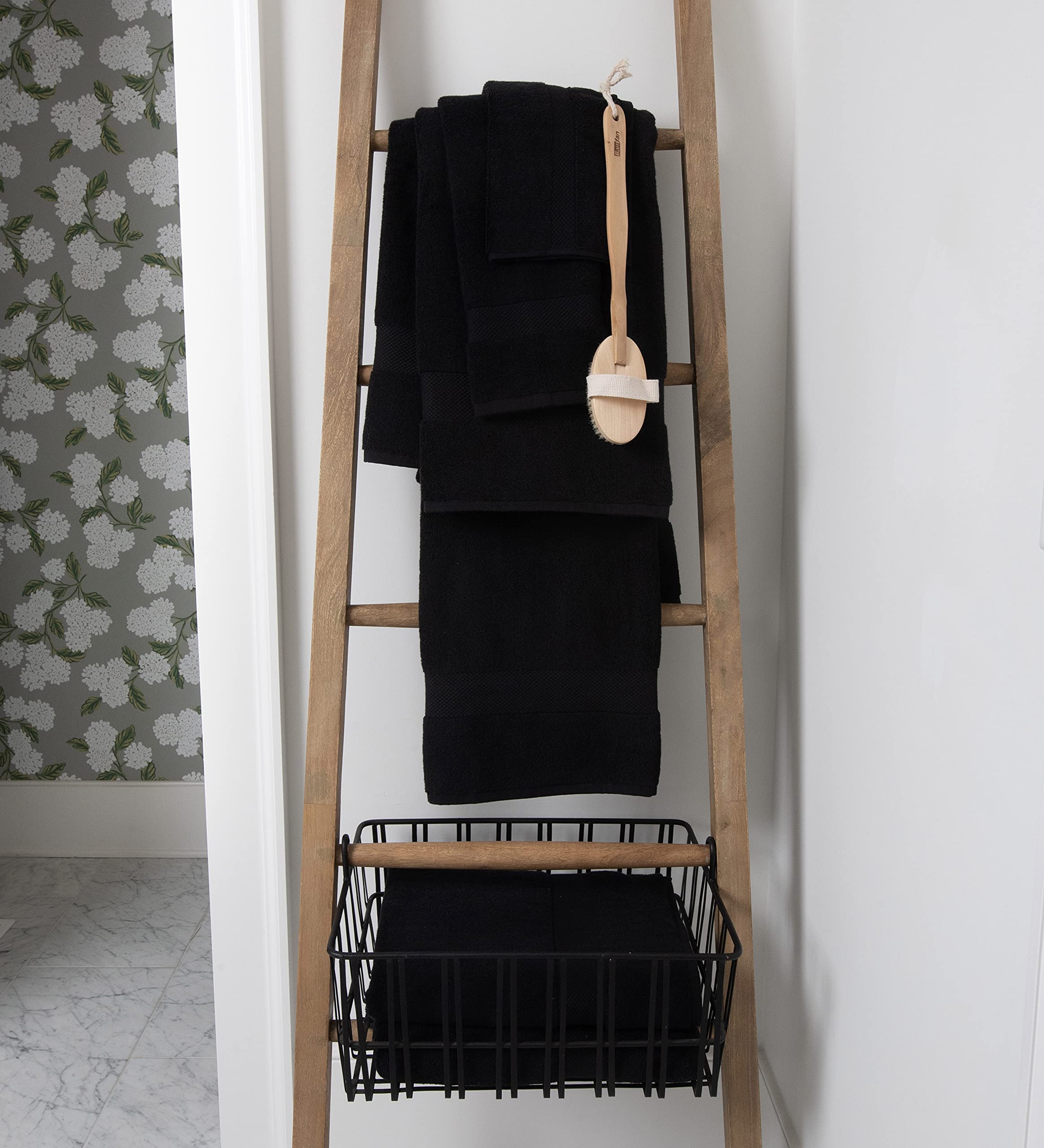 COTTON CRAFT Luxus-Badetuch in Übergröße, Schwarz, 100% ringgesponnene Baumwolle, 40 x 80 cm, 700 g, 2-lagige Konstruktion, sehr saugfähig, pflegeleicht, maschinenwaschbar