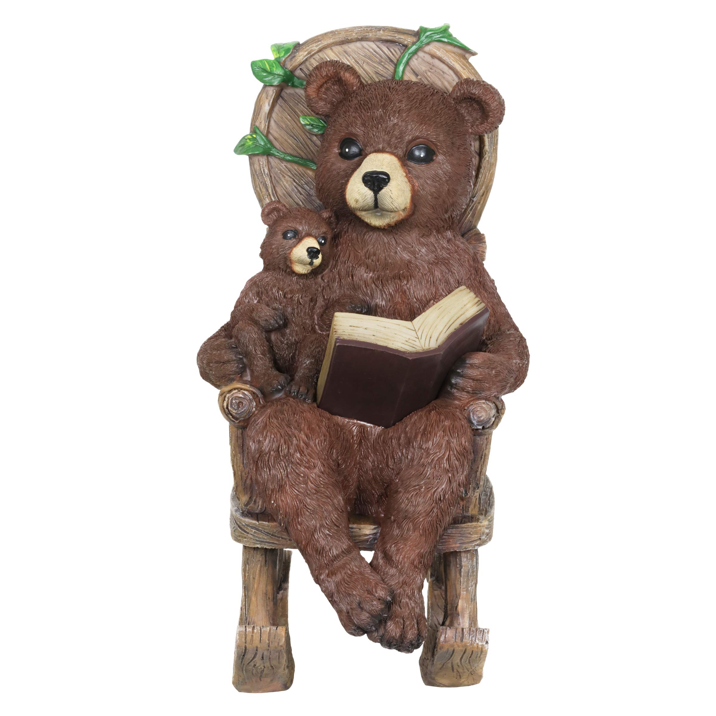 Exhart Solar Bears Reading a Book Garden Statue HandPainted Resin