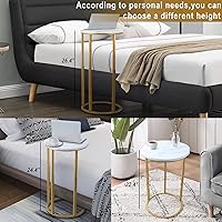 Vista 4 de Serteaw Mesa auxiliar en forma de C, mesa auxiliar resistente para sofá, mesita de noche, espacio pequeño, bandeja para TV, soporte para tocadiscos