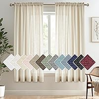 Vista 40 de Melodieux Cortinas semitraslúcidas blancas de 24 pulgadas de largo para cocina, cafetería, dormitorio, ventanas pequeñas, con bolsillo para barra