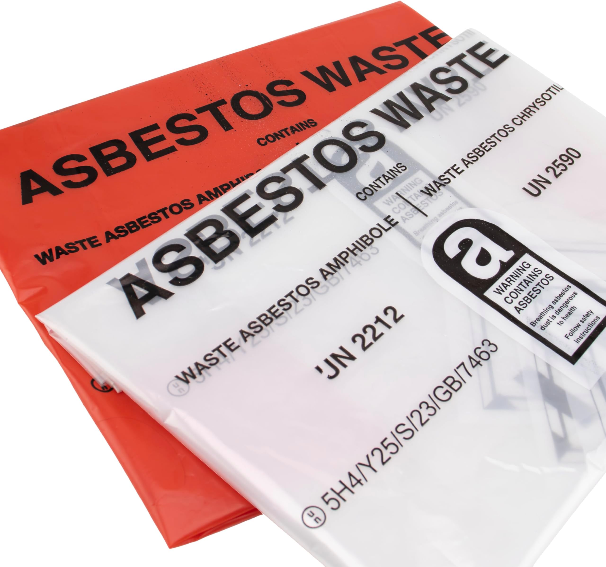 Asbestos Sampling.Com Asbestos Waste Bags Heavy Duty Large 1200Mm X 900Mm 10 Red 10 Clear