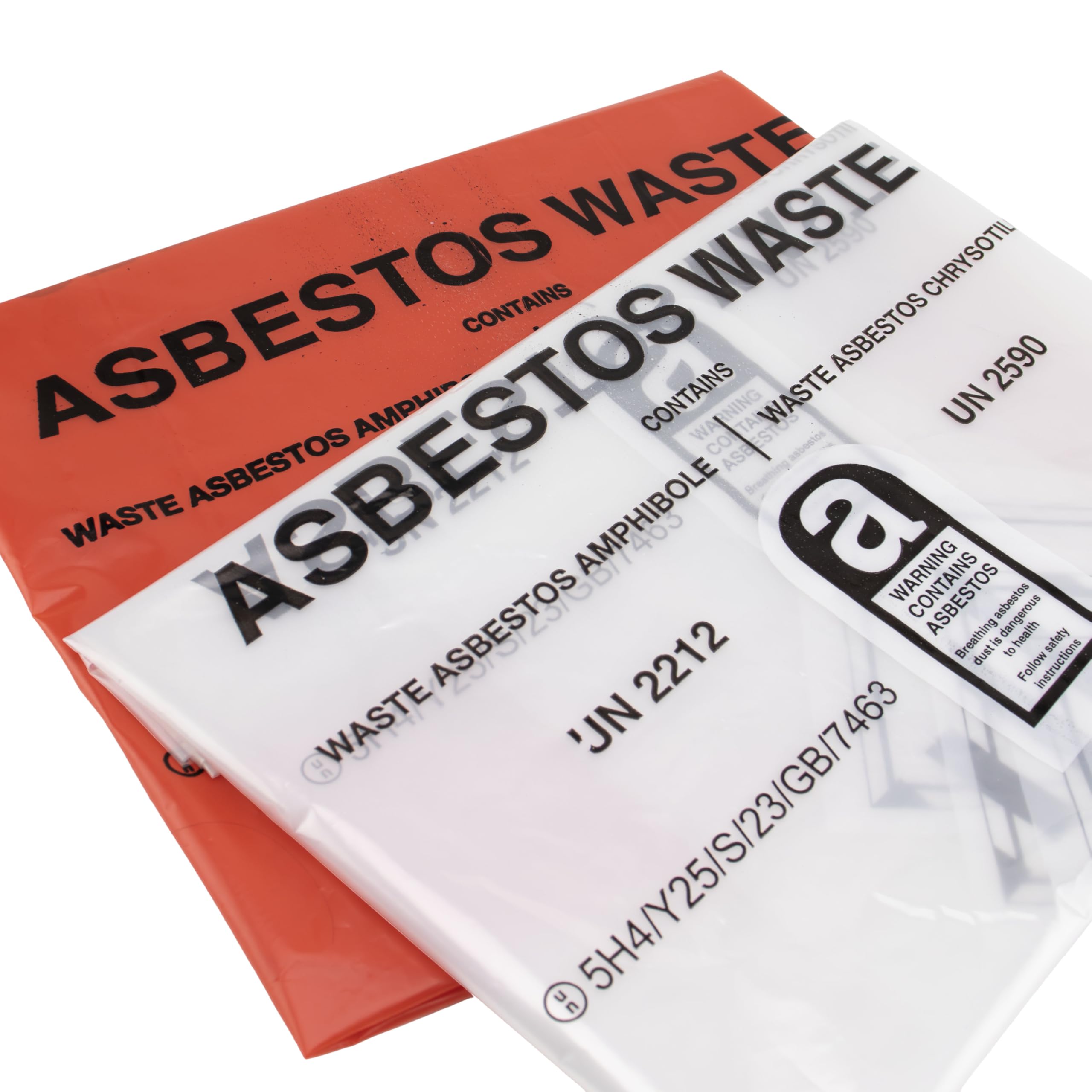 Sacchi per rifiuti di amianto resistenti (20 pezzi), grandi 900 x 1200 mm, rossi e trasparenti, certificati ONU, capacità 30 kg, per uno smaltimento sicuro dell'amianto
