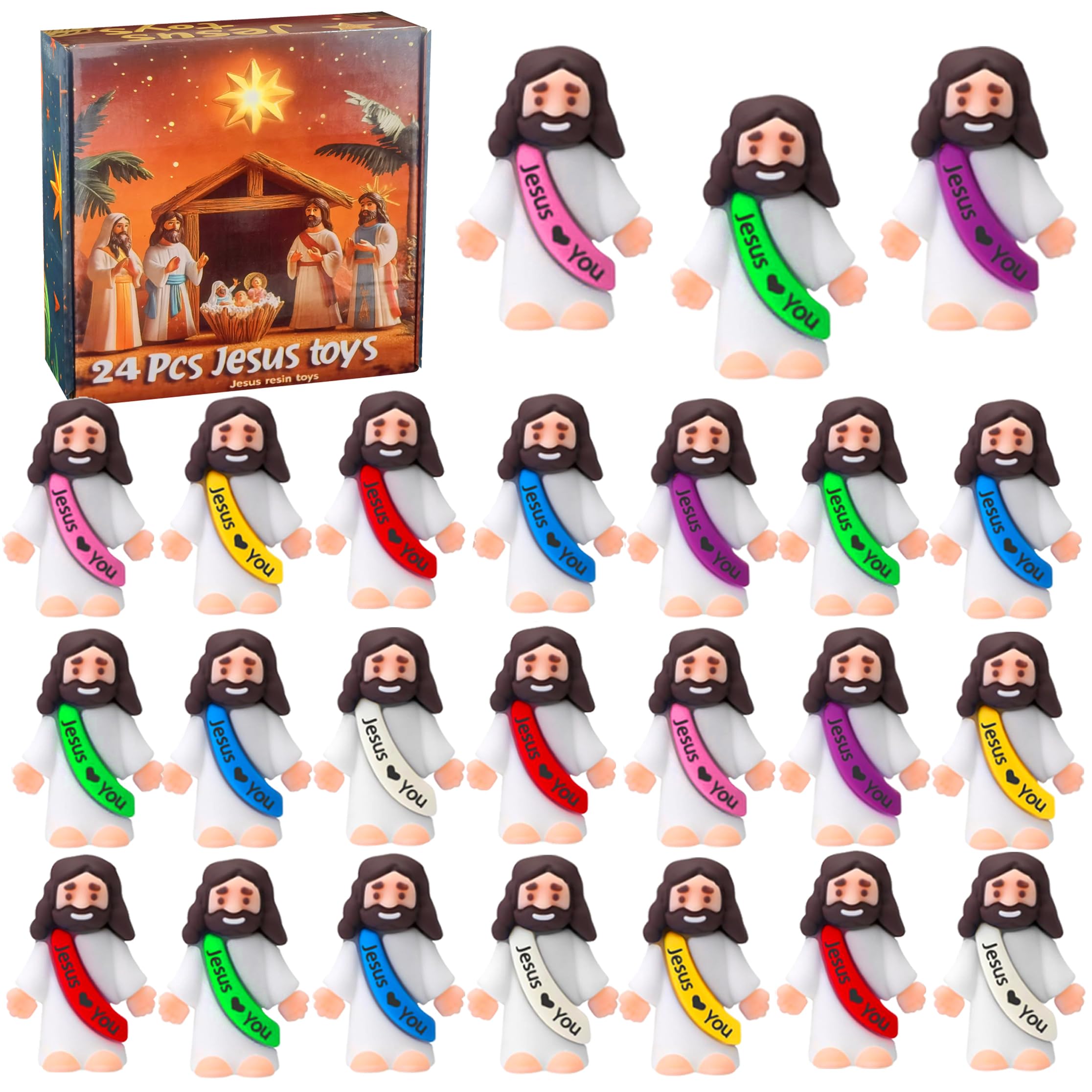 Amazon.com: Cherislpy 24 Pcs Jesus Toys Mini Rubber Little Jesus