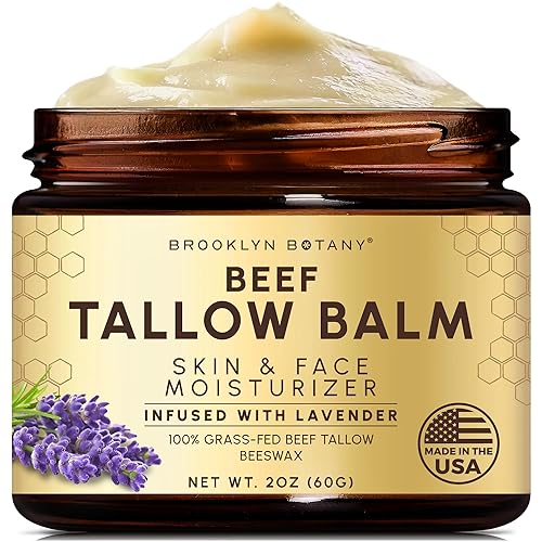 Brooklyn Botany Bálsamo de ternera  Sarga de carne alimentada con pasto para piel y cara  Hidratante facial nutritivo infundido con lavanda  2 onzas