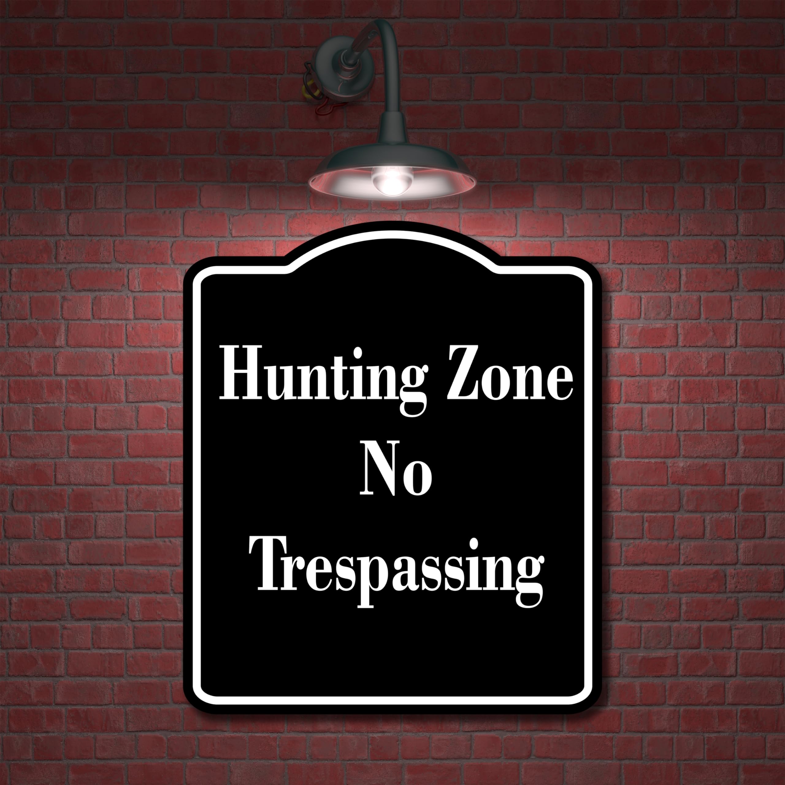 Hunting Zone No Trespassing BLACK Aluminum Composite Sign 15''x18''