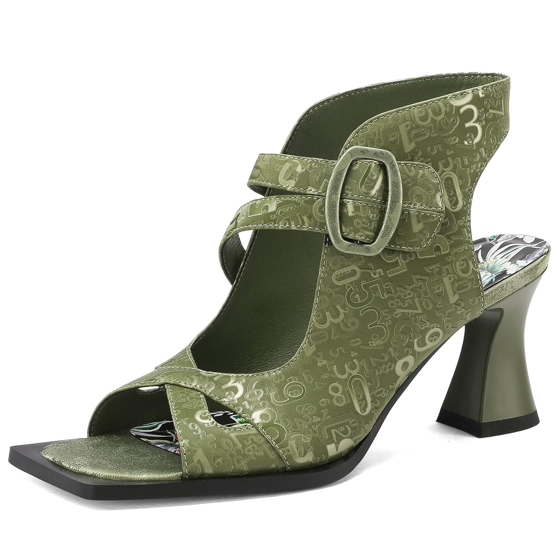 TDD Chunky Gladiator Sandals for Women Summer Dressy High Heels Square Toe Block Sandalias Para Mujer Open Toe Faux Leather Strappy Outdoor Ladies