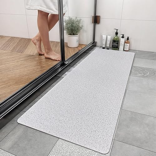 Miniatura 49 de Tapete antideslizante para bañera de 24 x 16 pulgadas para ducha interior, tapete de baño de esponja de PVC de secado rápido con orificio
