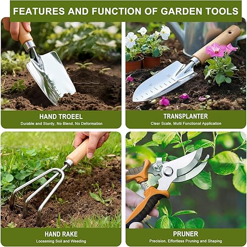 Miniatura 2 de Kynup Herramientas de jardinería, juego de herramientas de jardín, 7 piezas, kit de jardinería con pala, herramienta de jardín de mano ideal para