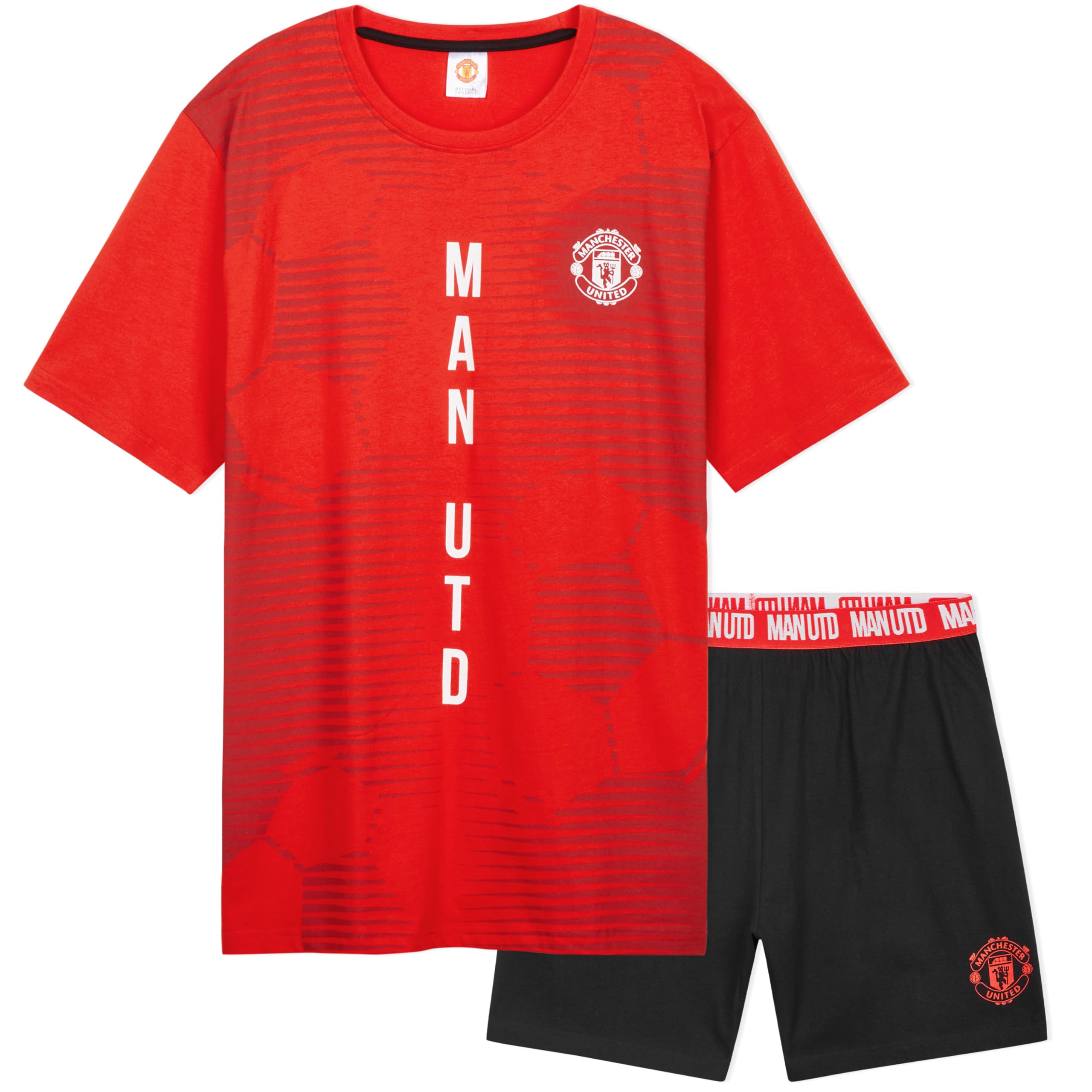 Manchester United F.C. Mens Pajamas Set, Breathable 2 Piece Short Lounge Wear - Gifts for Men
