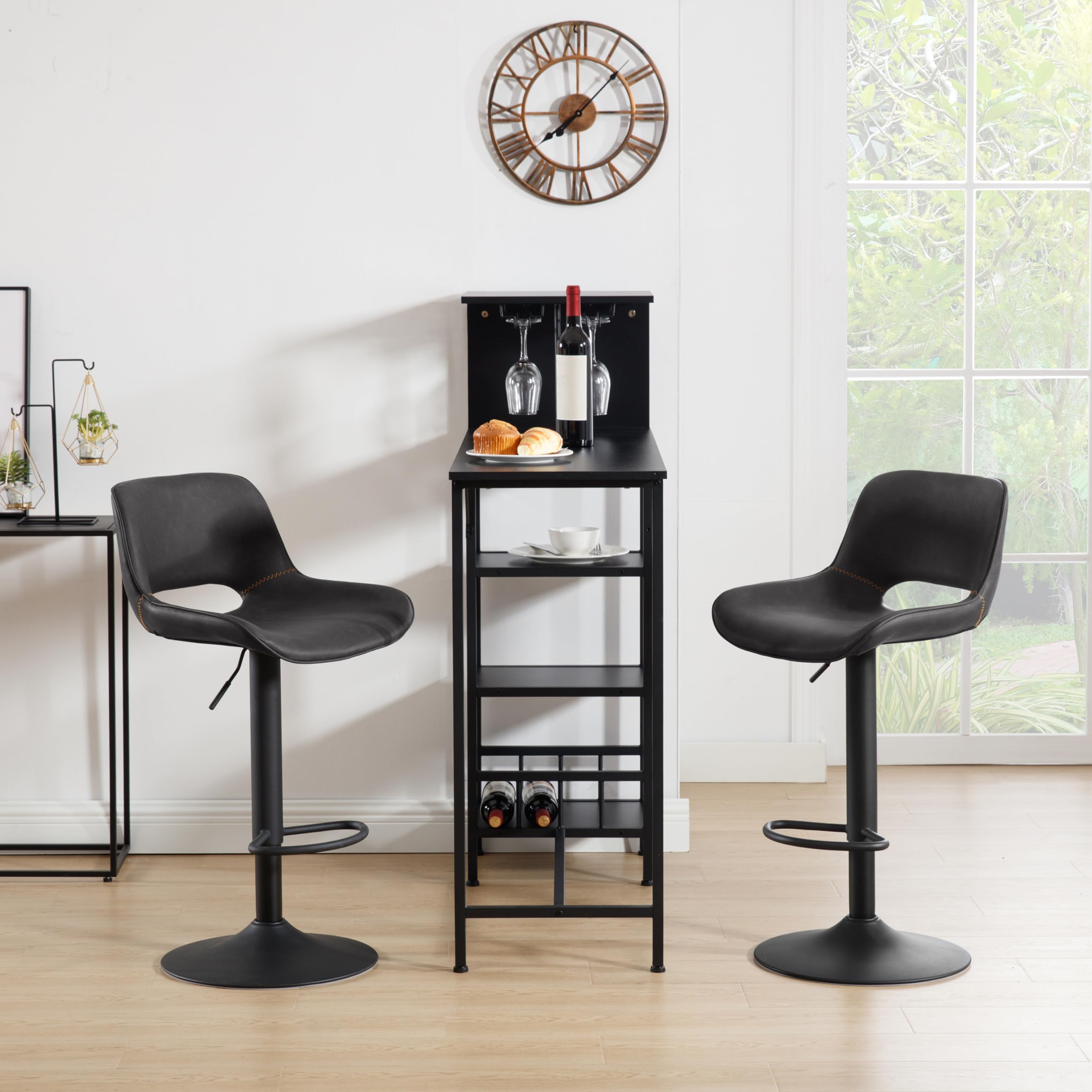 WOLTU Sgabello da Cucina, Sedia da Bar in PU Antracite