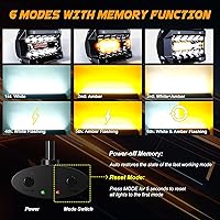 Vista 2 de ASLONG 2 módulos LED blanco/amarillo ámbar de 4 pulgadas, kit de luz antiniebla, lámpara combinada de triple fila, arnés de cableado con interruptor