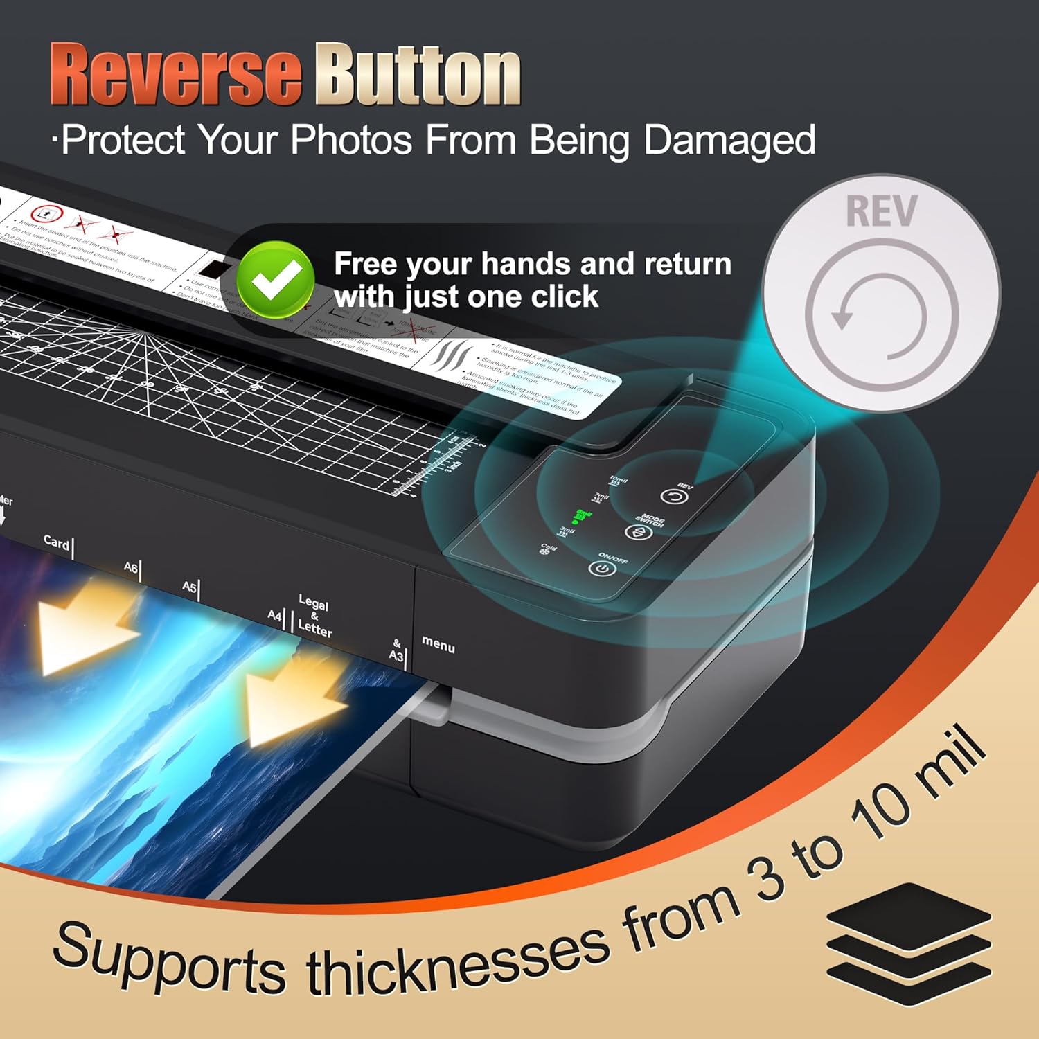 13" 4-Roller Commercial Laminator Machine,3-10 Mil Thickness Laminating Machine,Fast 55s Warm-Up&1000mm/min Laminating Speed for Laminating 11x17&A3 Size,Includes 30 Sheets for Office,School(Black) 5 811gMBz6JrL. AC SL1500