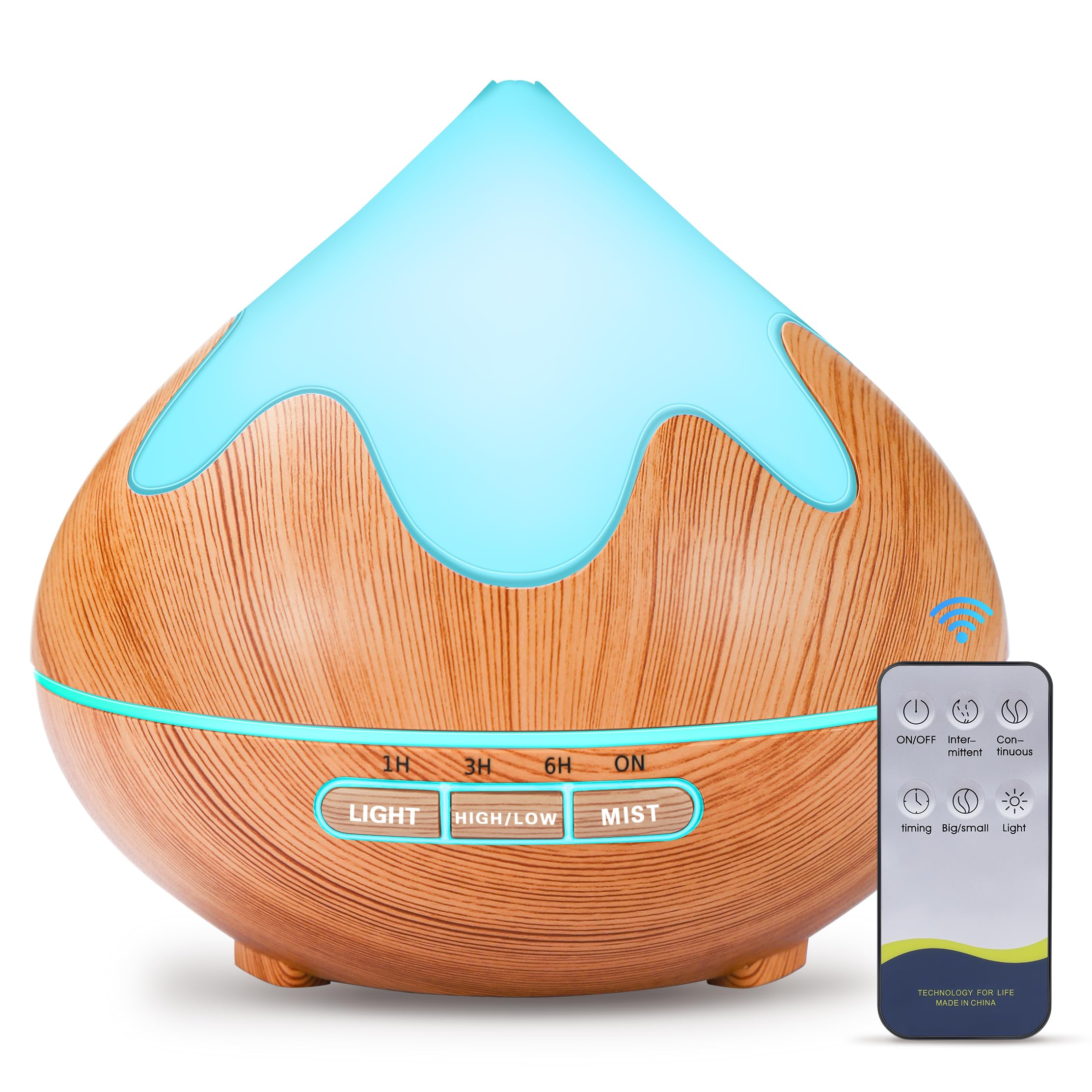 Diffuseur d'huiles essentielles à ultrasons 500 ml au design épuré marron clair pour intérieur chic