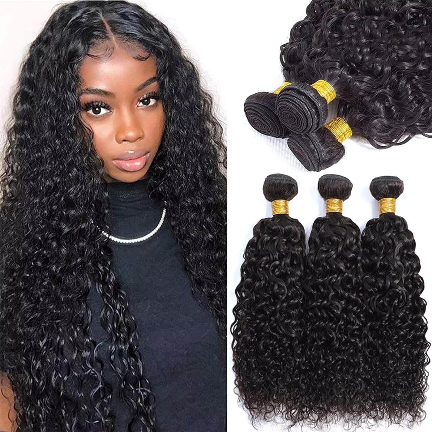 12A Kinky Curly Human Hair Bundles 16 18 20 Inch 100% Unprocessed Remy Curly Bundles Human Hair Soft And Thick Can Be Dyed 3 Bundles Natural Black Color Total 300g