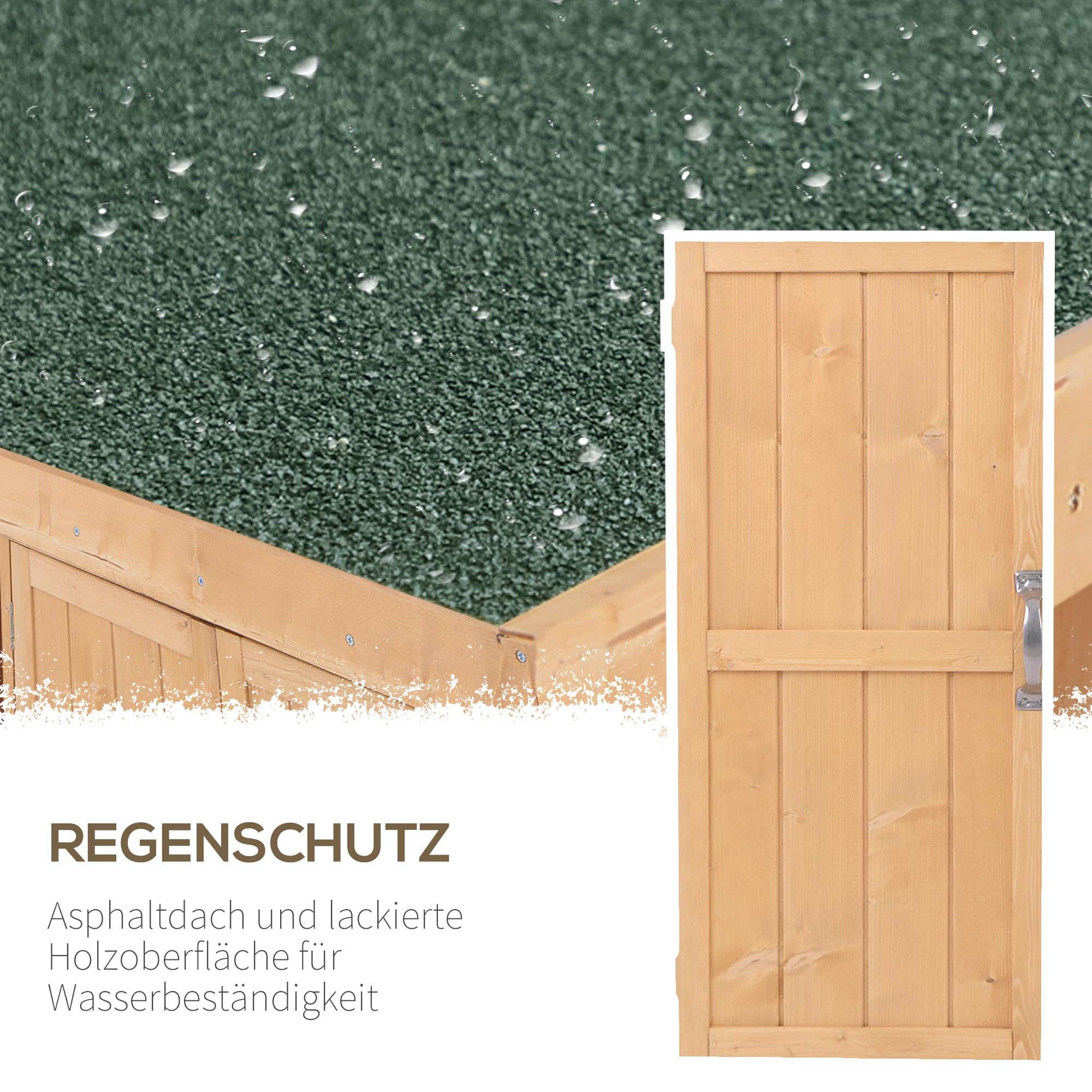 Outsunny Gartenschrank Tannenholz wetterfest 74x43x88cm Gerätehaus mit Doppeltür 2 Fächer