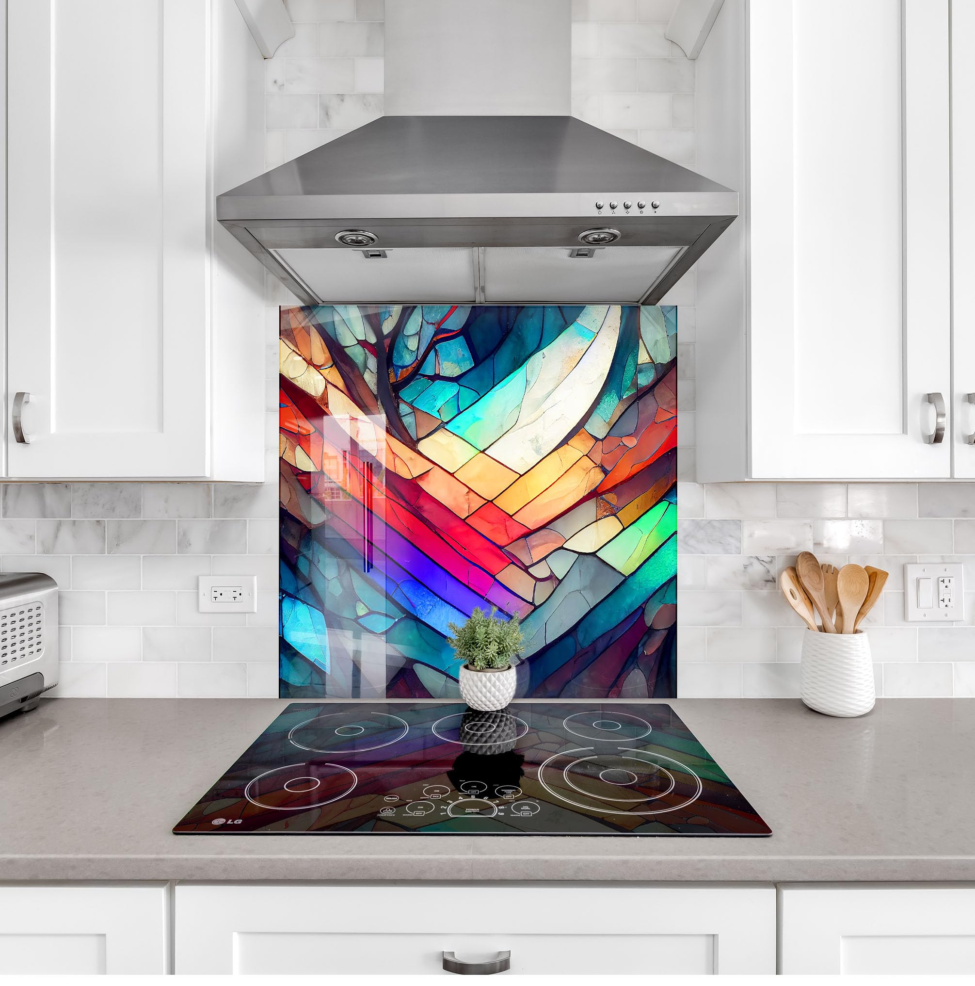 Myphotostation.com - Azulejo de protección contra salpicaduras de vidrio templado sólido de 12 x 12 pulgadas, protección contra salpicaduras de cocina, protector contra salpicaduras para decoración de