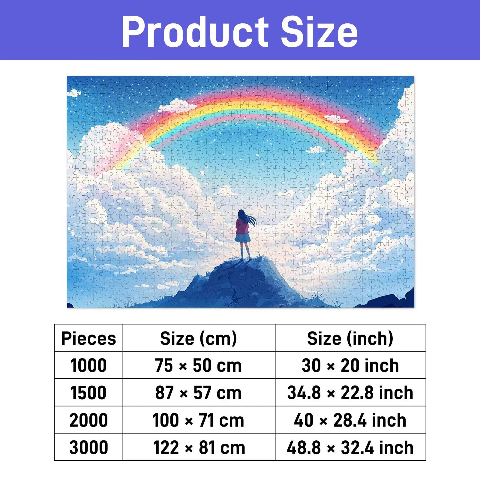 Puzzle 3000 Piezas para Adultos, Puzzle 3000 Piezas de Madera, DIY Rompecabezas de Madera para Adultos, Rompecabezas Desafiante para Toda la Familia, Regalo para Mujer y Hombres, Tema: Arcoíris, W-6