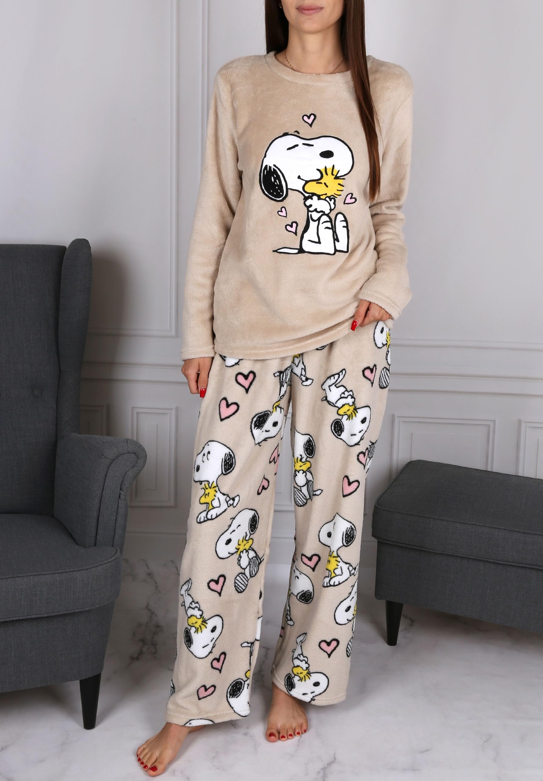 POLAR, pijama de dos piezas para mujer, pijama CÁLIDO de manga larga