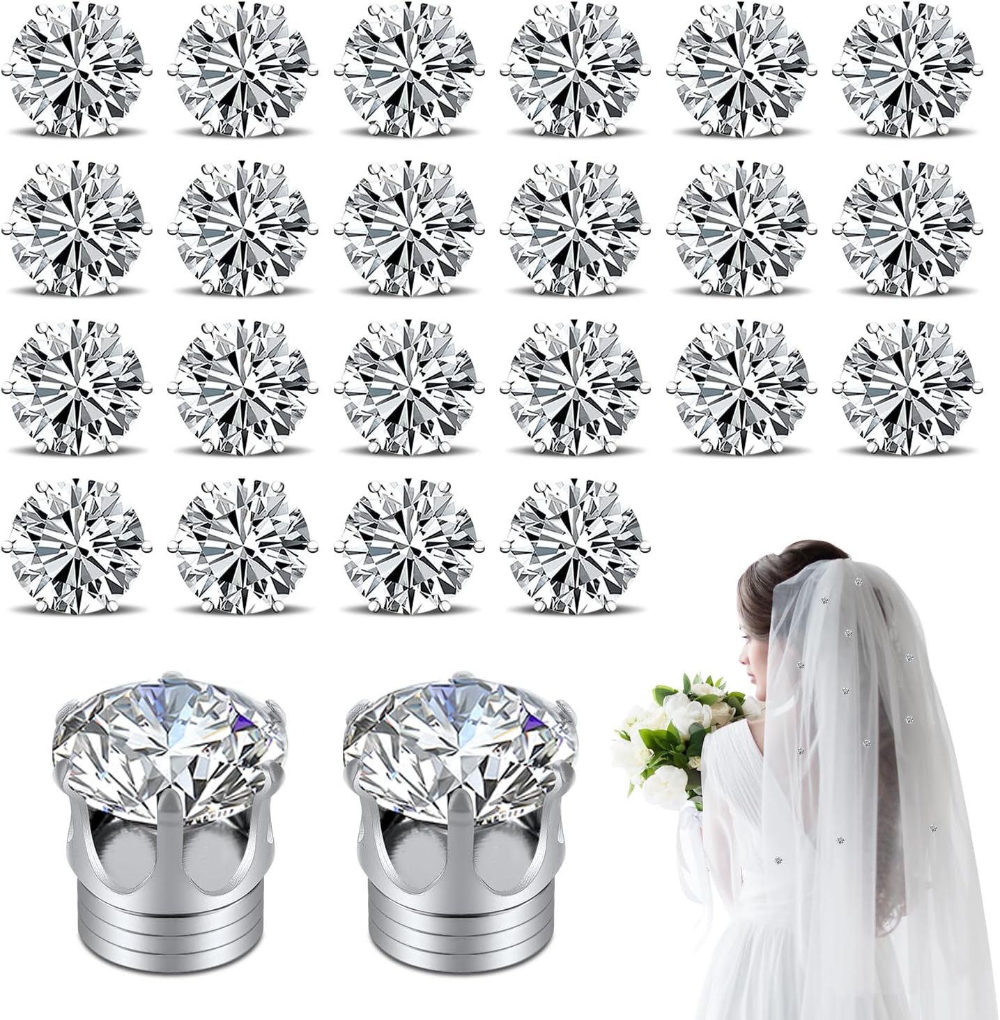 24pcs Crystal Veil Weights, Elegant Veil Weights Wedding