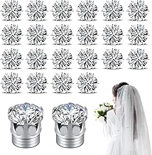 24pcs Crystal Veil Weights, Elegant Veil Weights Wedding Magnetic Diamond, Shiny Rhinestones Hijab Magnets for Clothes Scarves Curtain for Women Girls Bridal Cathedral Wedding Veil