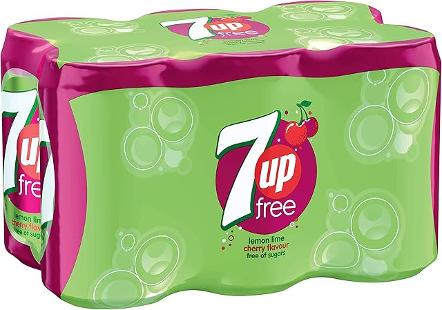 7UP Free - Cherry Flavoured Fizzy Drink, Free of Sugars - 6 x 330ml cans