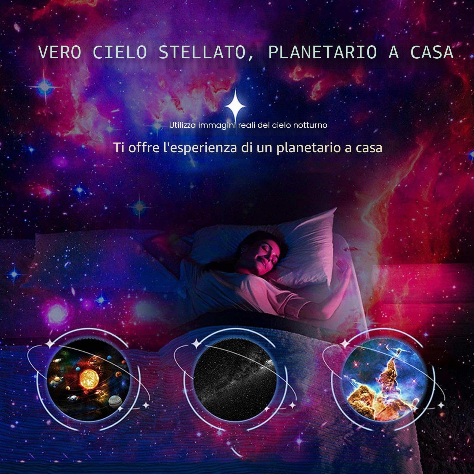 Star Proiettore, Proiettore per Camera da Letto con 12 Temi, LED Luce Notturna Proiettore Hd Messa a Fuoco, Stella Romantica Lampada di Proiezione per Camera da Gioco Home