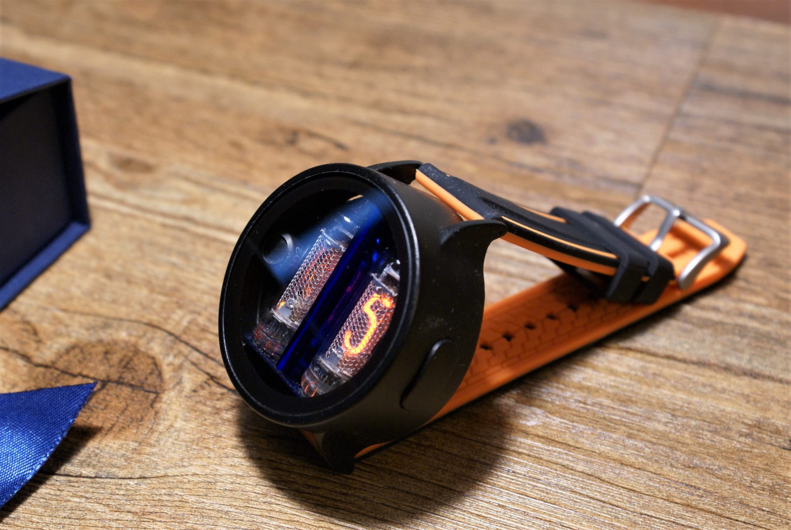 Nixie Tube Watch IN-16 Clock (Black/Orang Strap)