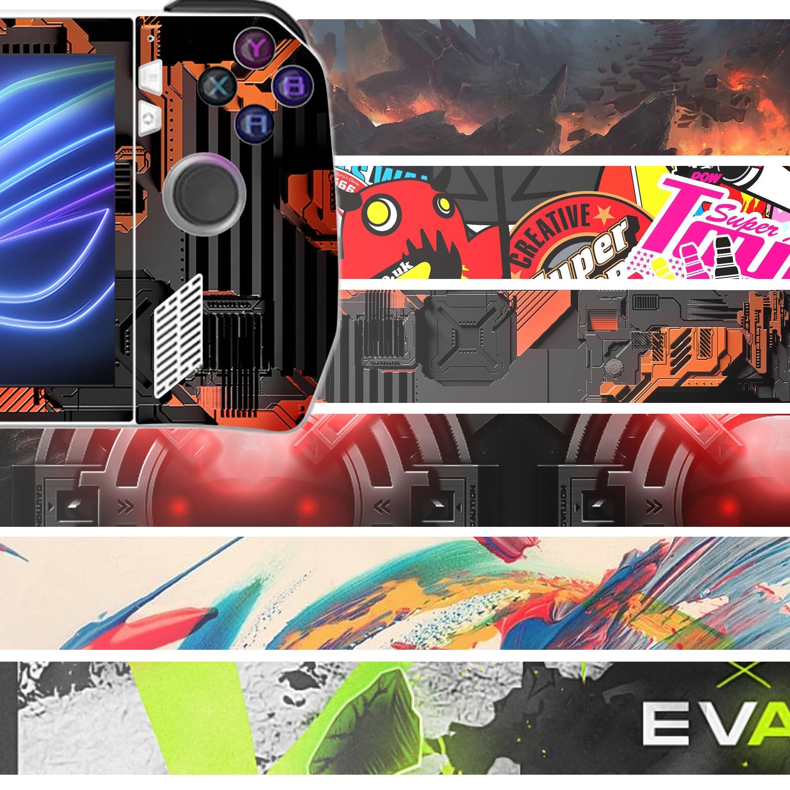 Adesivi protettivi morbidi per ROG Ally Adesivi di gioco Carino Skins Set completo di decalcomanie per ROG Ally Gaming Accessorio di protezione antigraffio (2