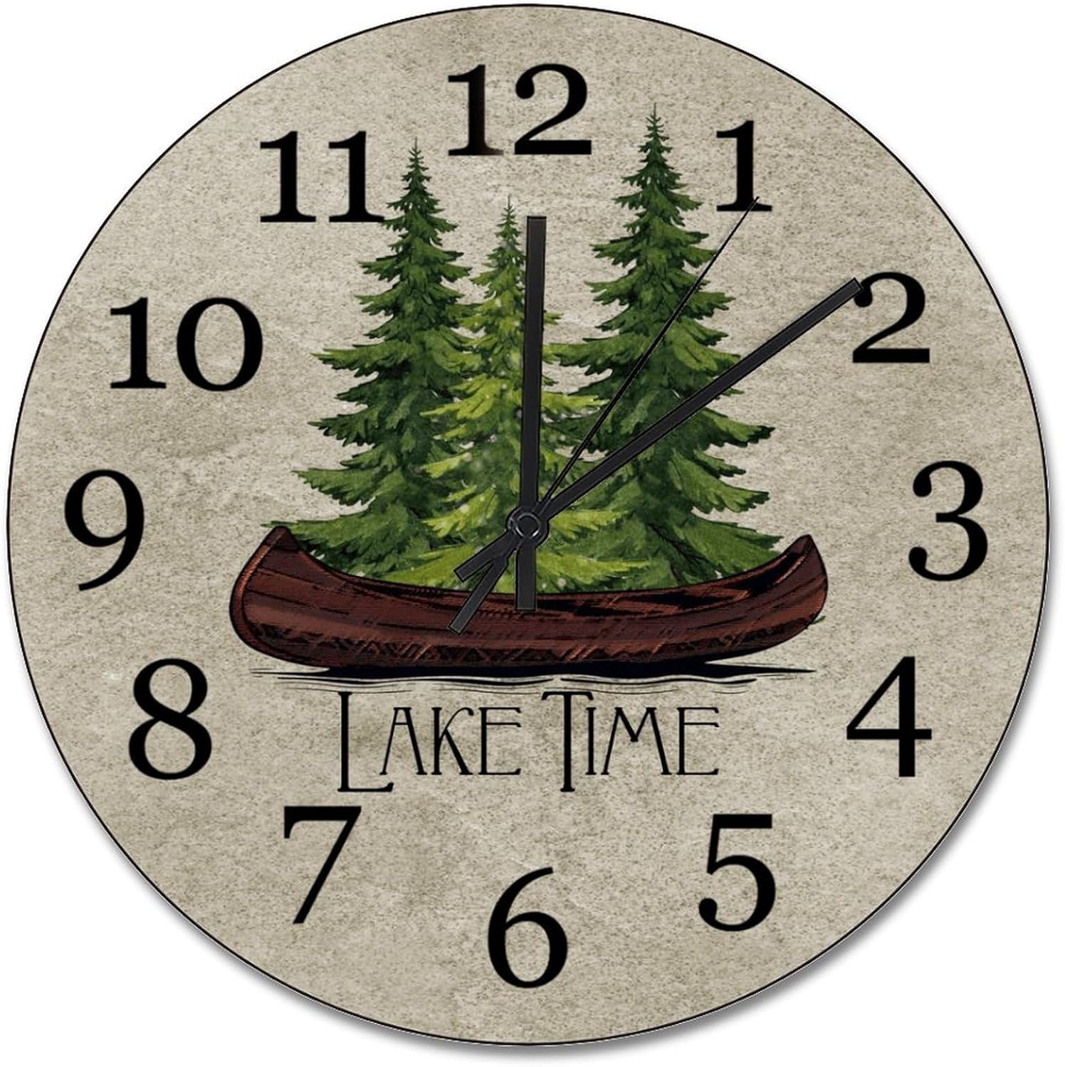Lake Time Wall Clocks Cabin Wall Clock Lake House Large Wall Clocks Battery Operated 15 Inch Quiet Farmhouse Hanging Clock Retro Wall Decor for Bedroom Living Room Kitchen