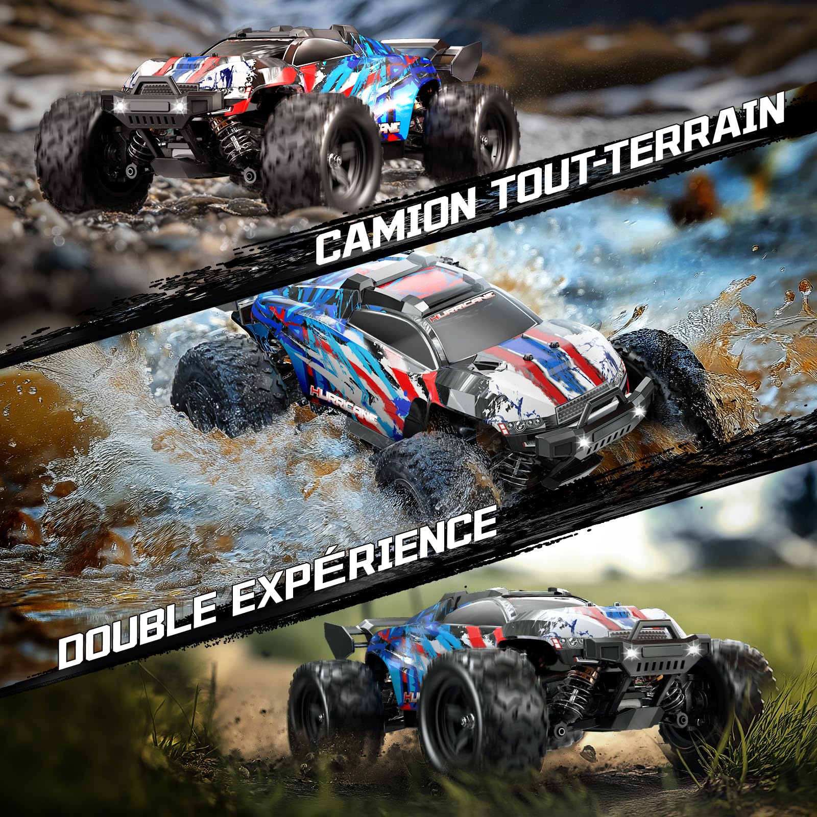 Voiture Télécommandée Adulte 1:18 RC Car 4x4 40 km/h Débutant, Voiture Radiocommandée Tout Terrain Compacte avec Transmission Métallique et 2 Batteries, Modèle RC Extérieur