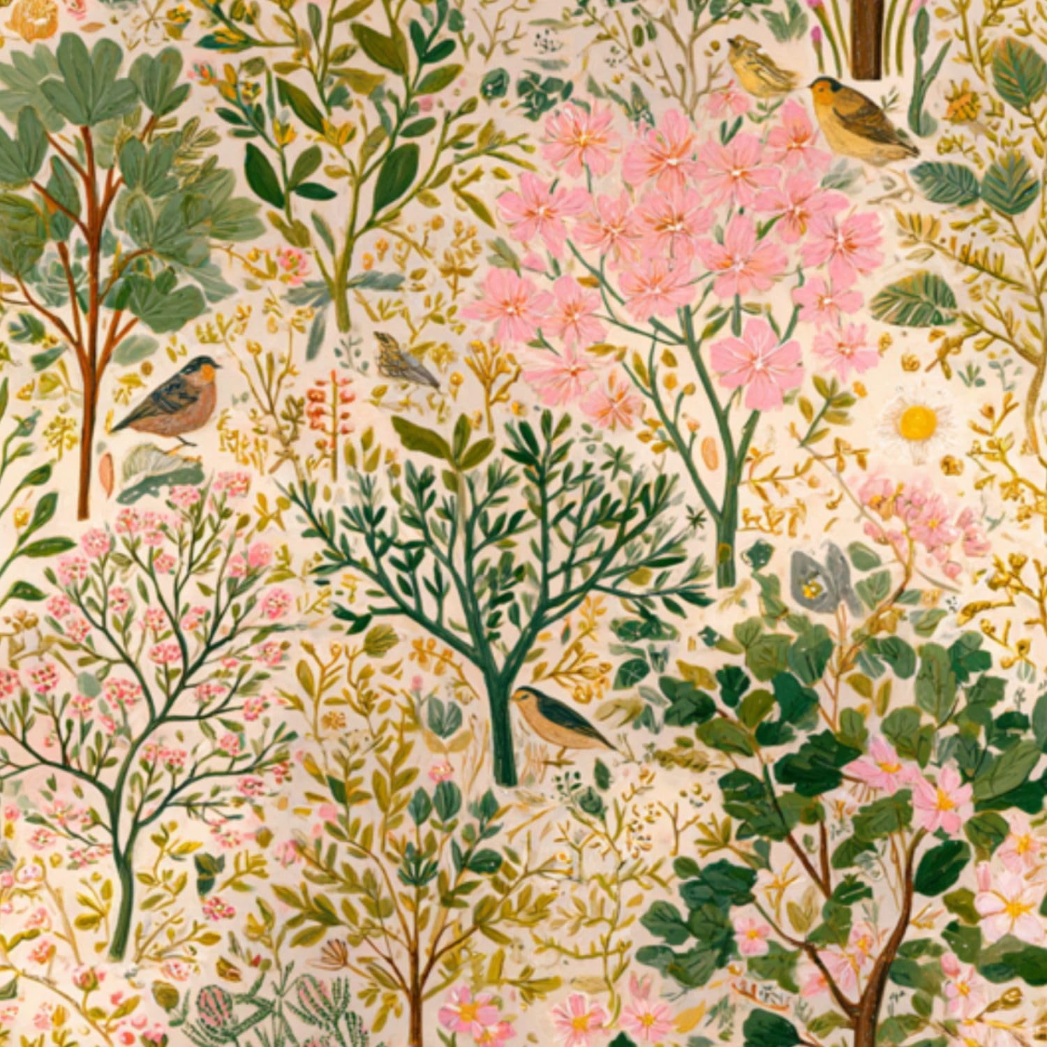 DERUINVAIO Self Adhesive Feature Removable Cottagecore Wildflower Vine Peel and Stick Vinyl Wallpaper Roll, Sticky Lining Paper for Bedroom, Living Room, Kitchen Walls