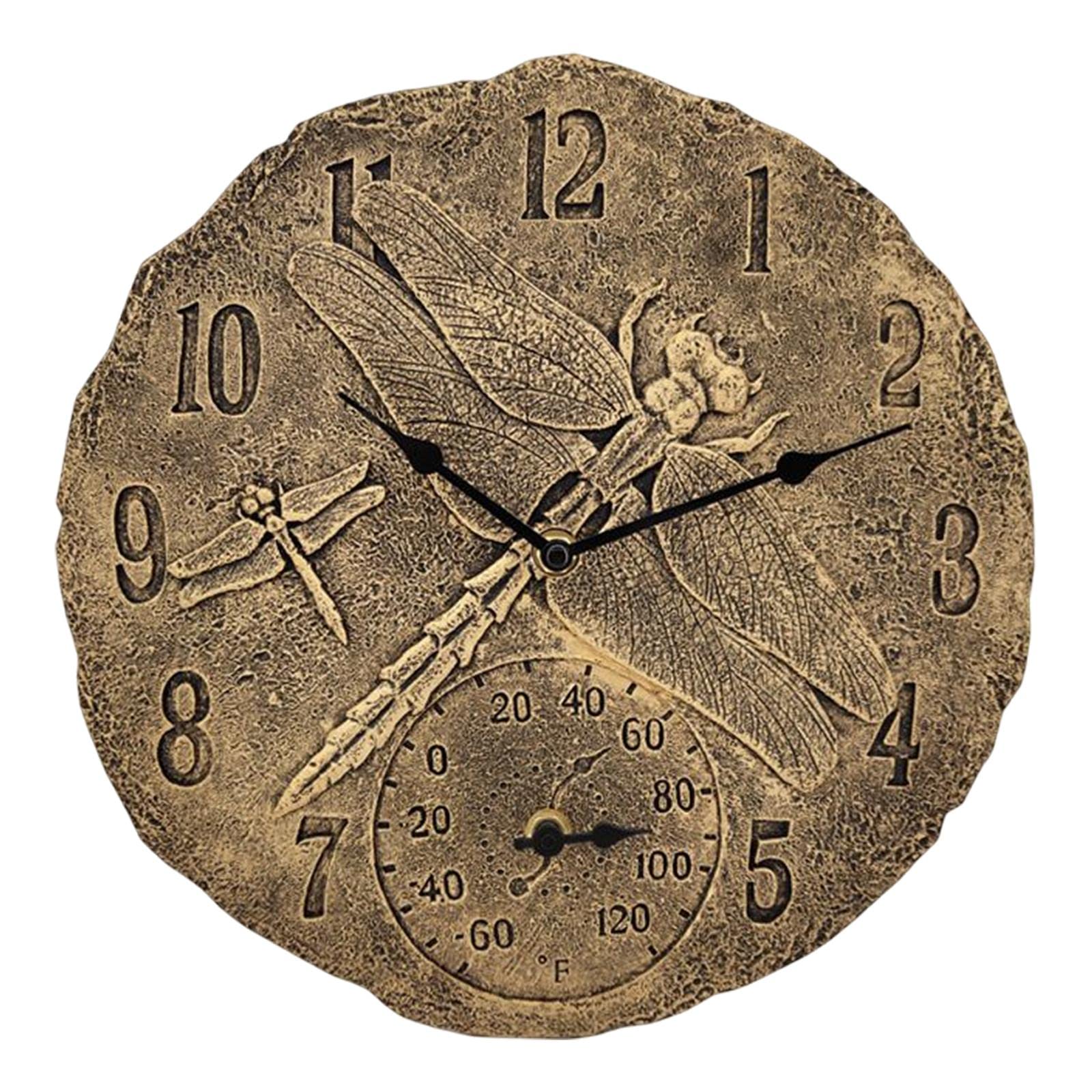 SM SunniMix 30.5cm Horloge Murale Étanche Intérieur Extérieur Température Affichage Quartz Montres Suspendues Horloges Rondes pour La Salon Pelouse