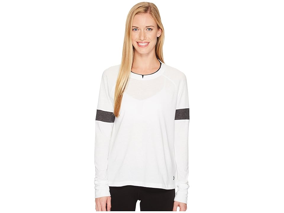 

Under Armour Sportstyle Long Sleeve Crew Top (White/Black/Black) Women's Long Sleeve Pullover