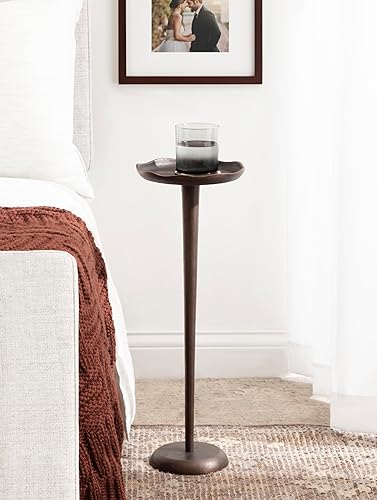 Miniatura 2 de Kate and Laurel Alessia - Mesa decorativa moderna de metal para bebidas, 8 x 8 x 22 pulgadas, bronce, soporte redondo de aluminio fundido para