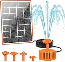 AISITIN Solar Water Foutain Pump 4.5W DIY Glass Panel Solar Powered Fountains Water Feature, Solar Powered Water Pump with 4 Nozzles, Solar Fountain for Bird Bath Outdoor Garden, Fish Tank (Orange)