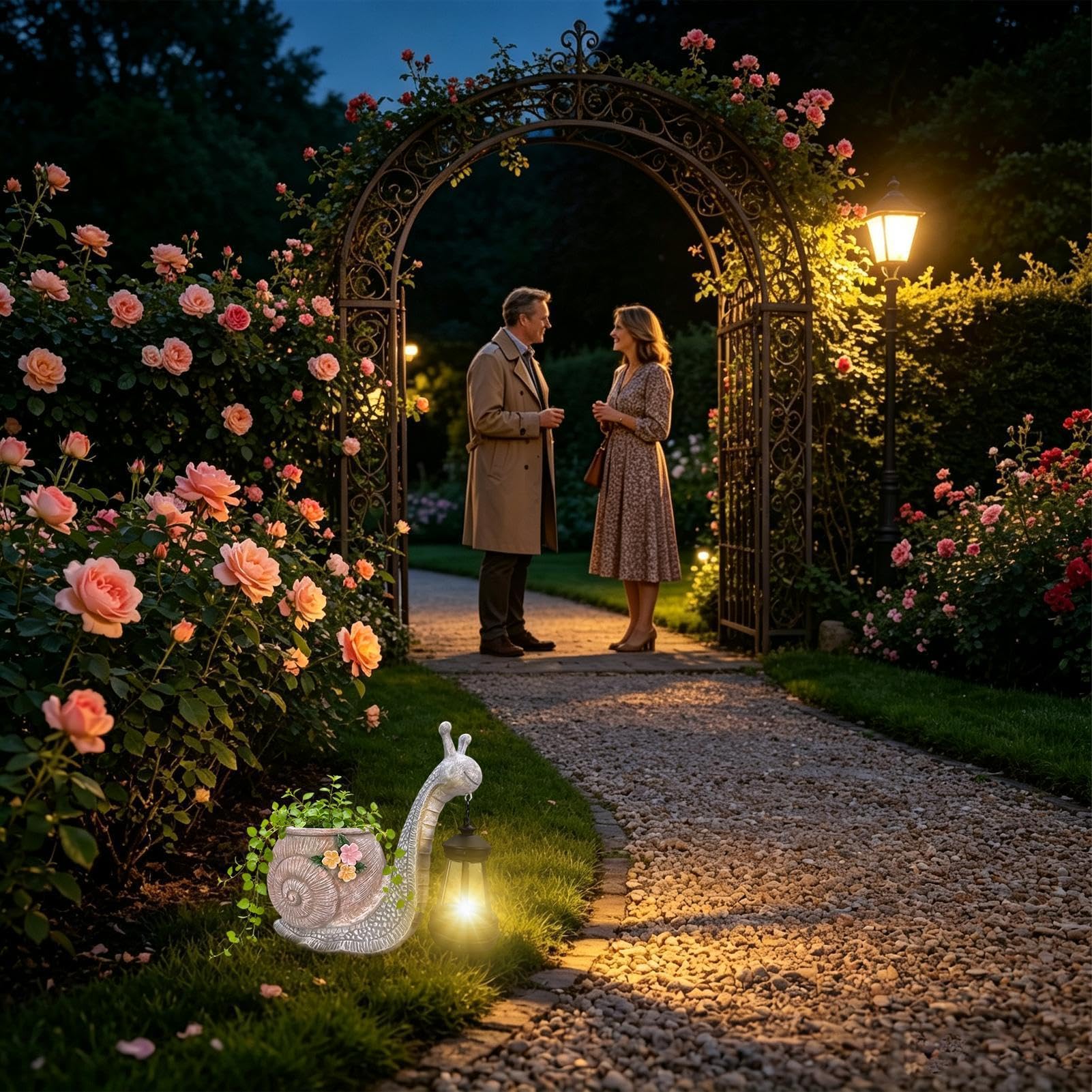Generico Fioriera Solare lumacas, Vaso Decorativo in Resinas | Vaso da Giardino con Design a , Fioriera Decorativa Alimentata a Energia Solare per Cortili Sentieri e Terrazze