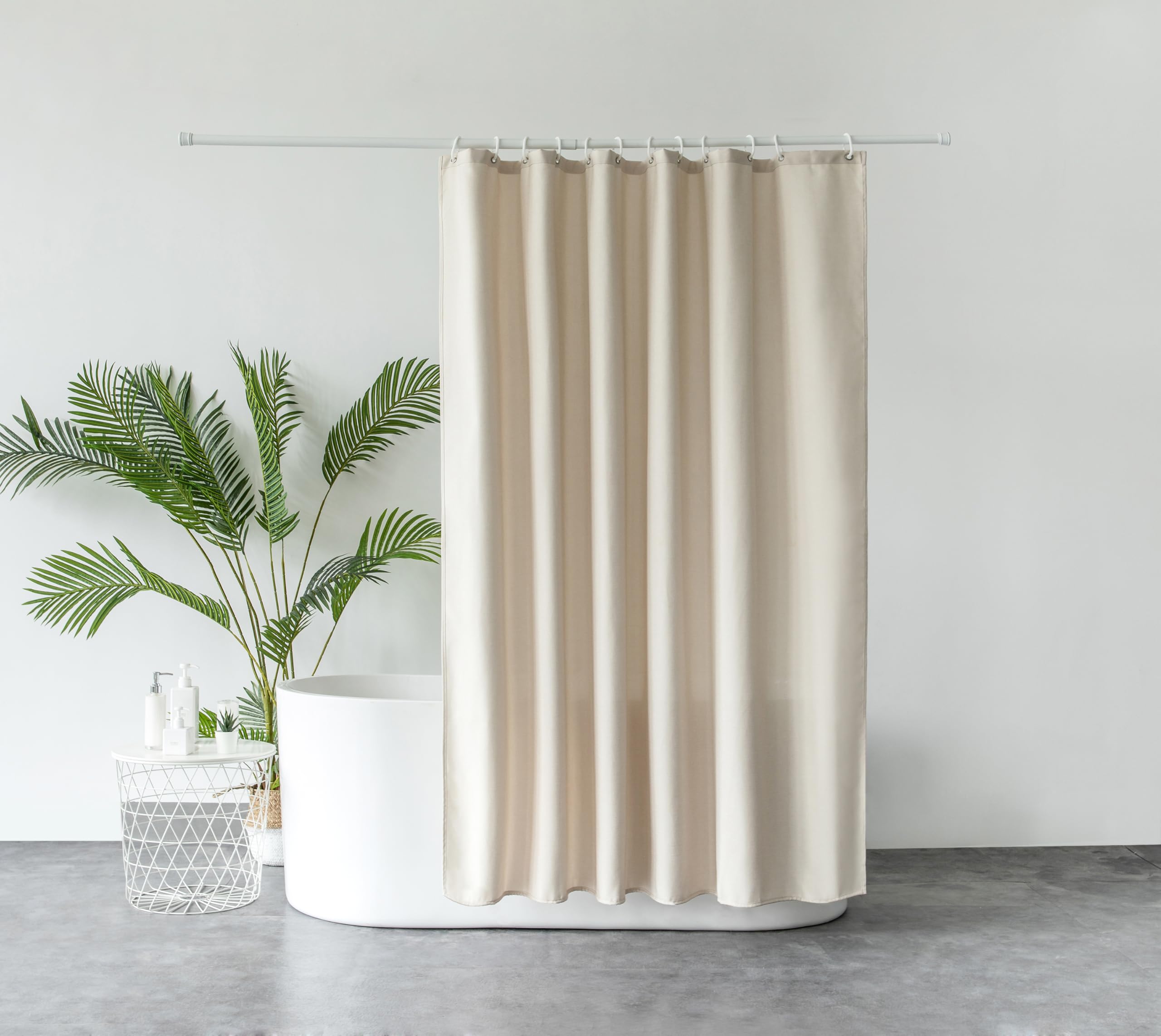 Tenda Da Doccia In Lino Stile Boho Con Nappe, 137x198 Cm, Beige, Impermeabile, Spessa, Per Bagno Vintage E Moderno