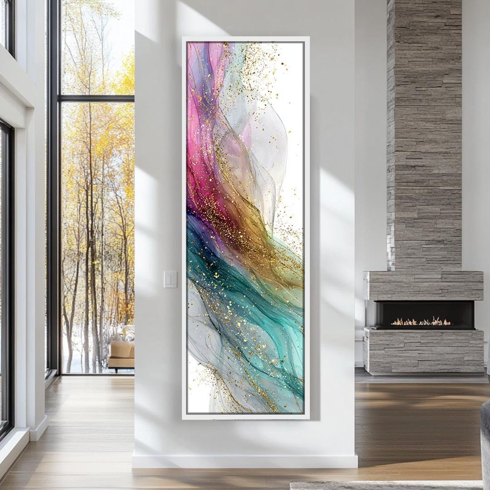 YUSUZHU Quadro su tela alto e stretto, stampa verticale per ufficio, sala da pranzo, camera da letto, opera d'arte lunga e stretta (60x180 cm/senza cornice)