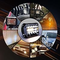 Vista 9 de ASLONG 2 módulos LED blanco/amarillo ámbar de 4 pulgadas, kit de luz antiniebla, lámpara combinada de triple fila, arnés de cableado con interruptor