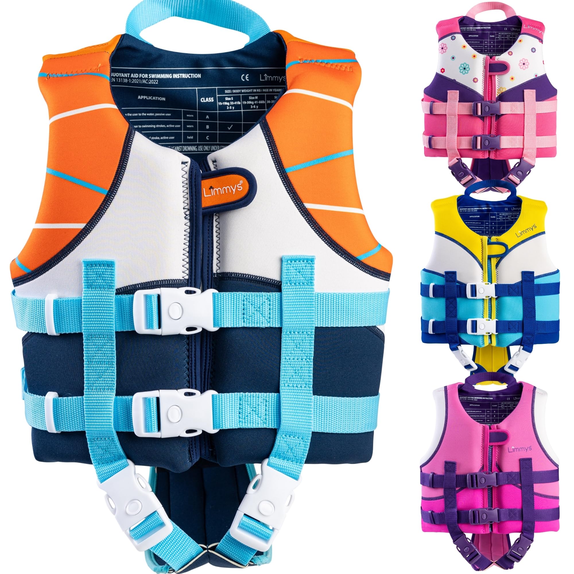 Limmys Swim Vest for Toddlers & Kids – Integrated Foam Panel Swimming Aid, CE Certified, Award-Winning Parent-Approved Design, Secure Double Fastening with YKK Zip, Soft Premium Neoprene Comfort