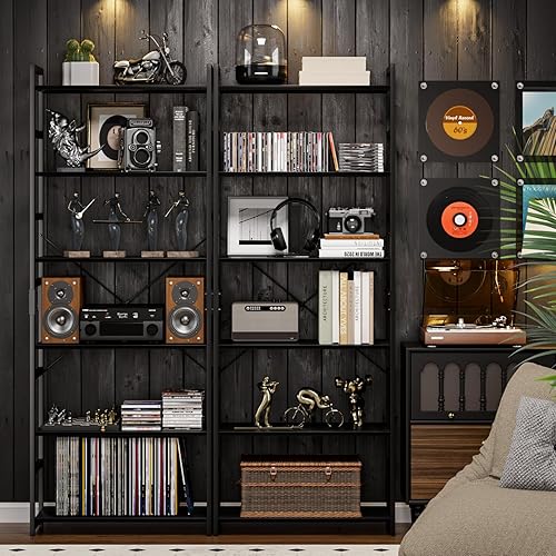 Miniatura 5 de OTK - Estantería ajustable de 6 niveles, estantería alta, organizador de almacenamiento para oficina, estantería moderna para sala de estar, Negro