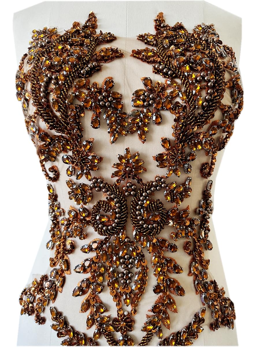 prom dress accessories Handmade Shiny Rhinestones Applique handsewing Beaded Sequins Crystal on lace Trim Patches for Clothing Decorative (Brown) : Arts, Crafts & Sewing This dress features a Options:Dresser with Mirror Baby Girl Light ple meta tunic dresses