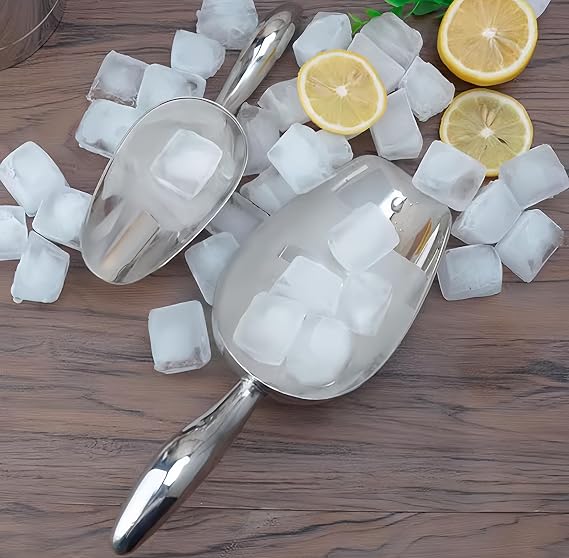 Ice Cube Scoop for Freezer Stainless Steel Ice Scoops Shovel for Ice Maker Coffee Bean Food Candy Flour Popcorn,6OZ Small Kitchen Utility Scoops with Good Grip Handle for Bar Outdoor Party