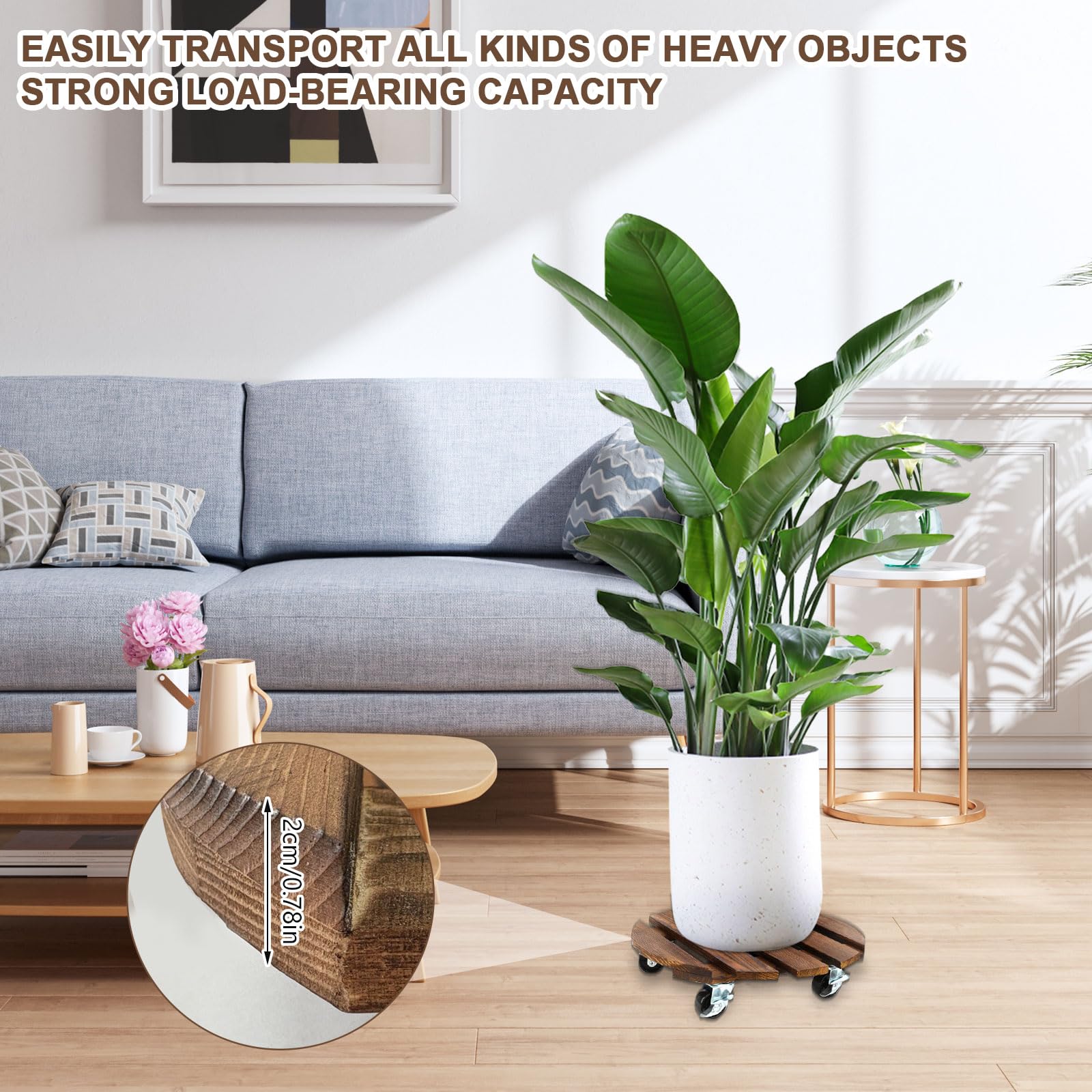 Lot de 2 Porte Plante à Roulettes Ø 300 mm Capacité 200KG pour Extérieur Intérieur