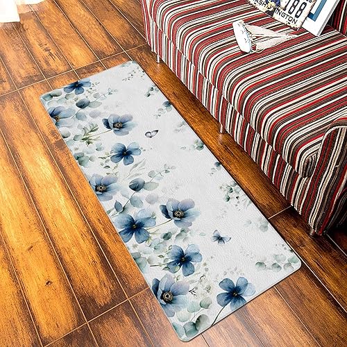 Miniatura 4 de Elegante tapete acolchado para puerta de baño y cocina, diseño de tulipán, color verde azulado, lavable, tapete para fregadero de piso, impermeable,