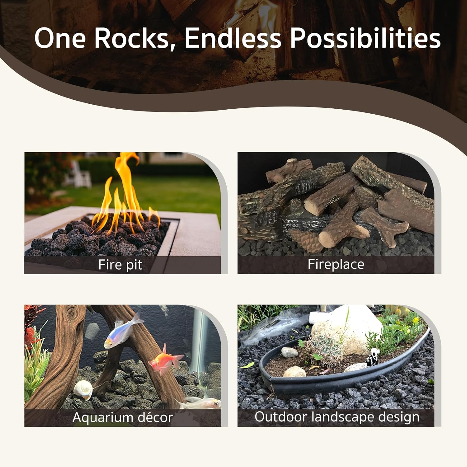 GASPRO 20 lb Large Lava Rocks, 1-3 Inch, Ideal for Outdoor Fire Pits, Indoor Fireplaces with Propane and Natural Gas, Black