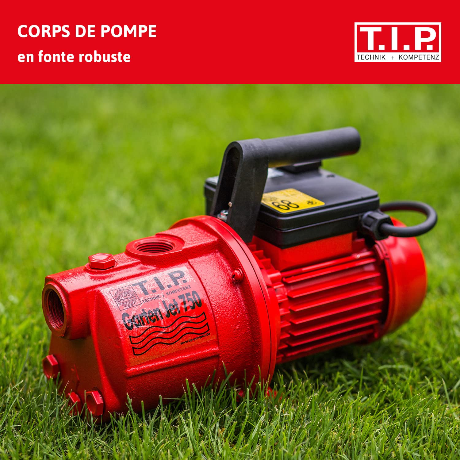 T.I.P. Pompe de Jardin Fonte Massive 750 2800 l/h 42 m 600 W Rouge Noir