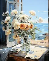 PRASIO Kit de pintura por números para adultos iniciantes, kits de pintura de flores por números em tela, pintura a óleo acrílica DIY por número para adultos para decoração de casa, presente 40,6 x