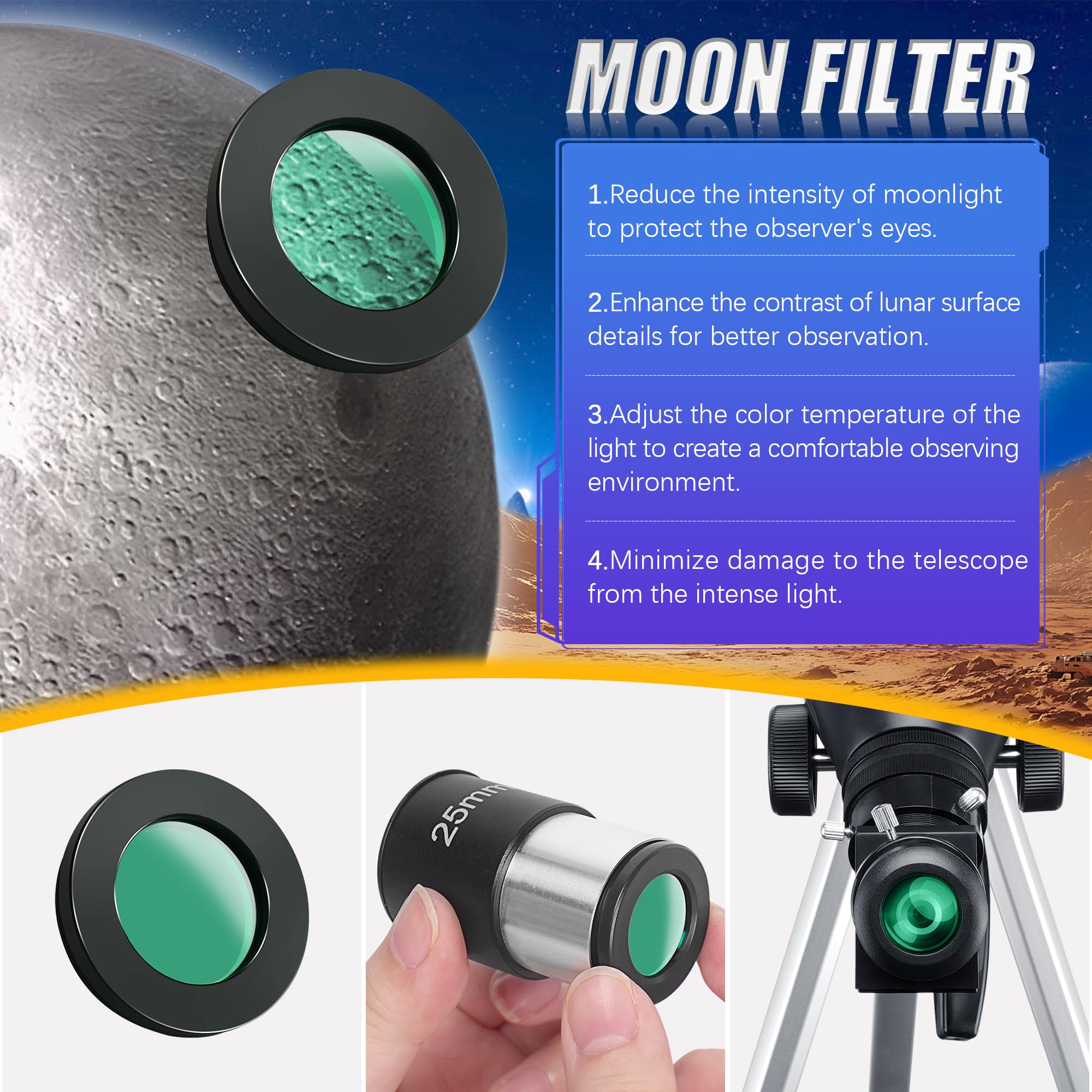 Telescopio Astronomico Professionale 80/600mm, Telescopio Rifrattore Portatile per Adulti, Bambini e Principianti, per l’Osservazione della Luna e delle Stelle, con Borsa da Trasporto
